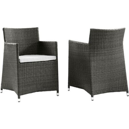 PRIMEWIR Junction Outdoor Patio Armchair, Brown with White Cushion, 2PK EEI-1738-BRN-WHI-SET